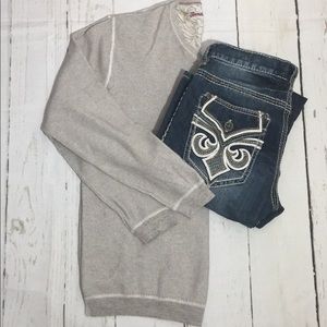 Tommy Bahama Men’s Taupe Cotton V-Neck Pullover